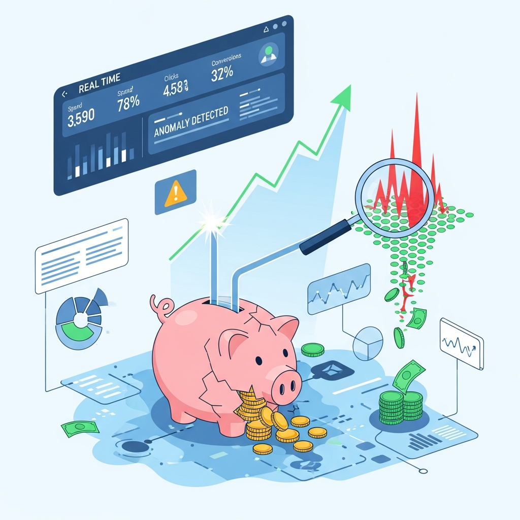 Visual for Anomaly Detection: How Real-Time Monitoring Prevents Budget Waste in Paid Ads.