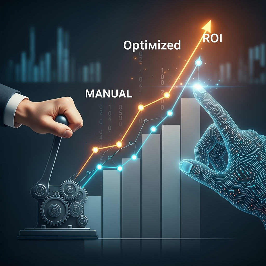 Visual for Bid Optimization via Machine Learning: Why Manual Bidding is Costing You 40% More ROI.