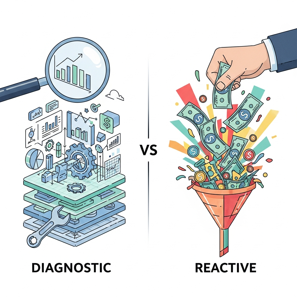 Visual for Diagnostic vs. Reactive: Why a Marketing Audit Should Always Precede Your Ad Spend